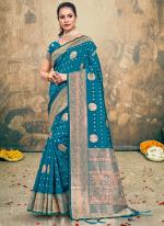 Silk Blue Traditional Wear Weaving Saree